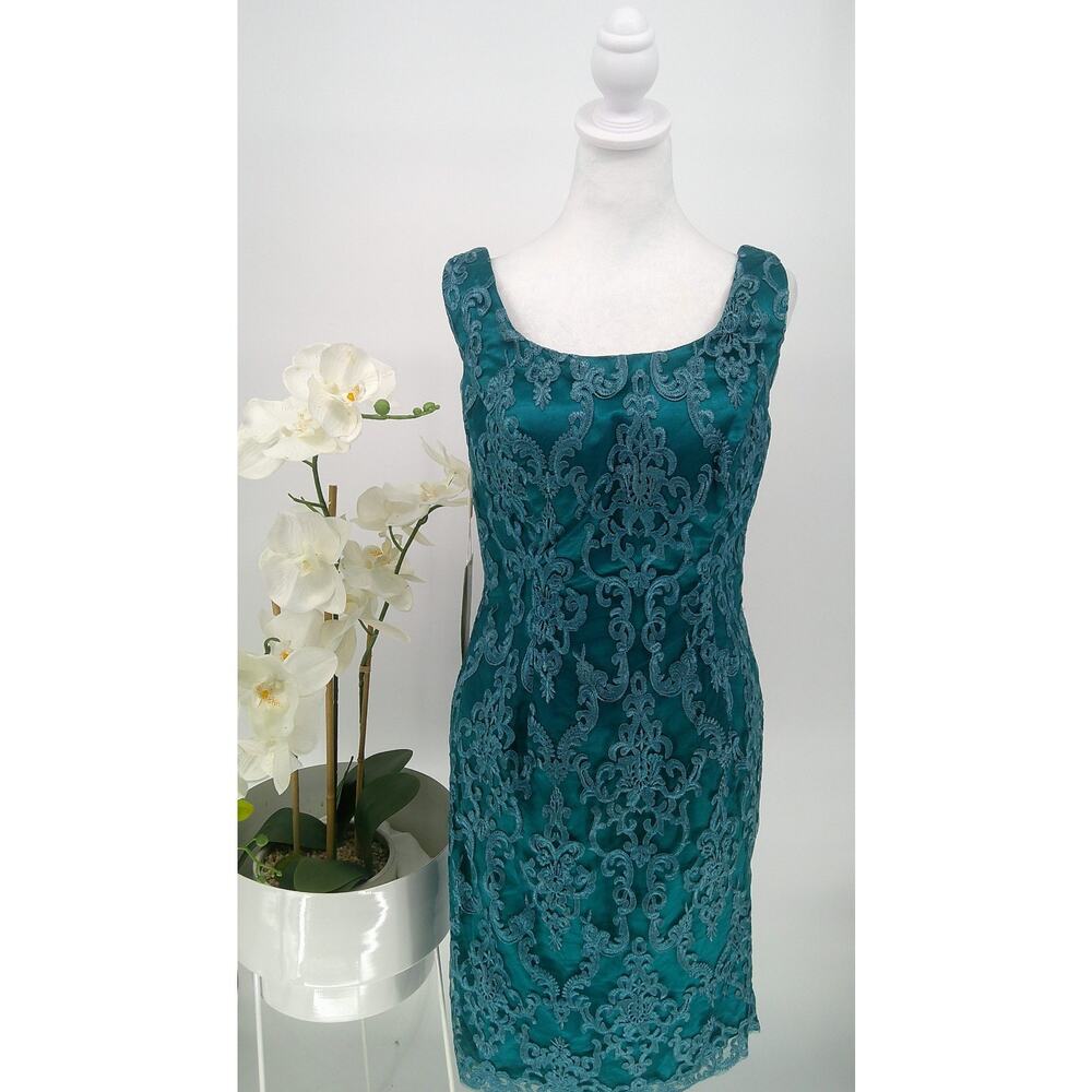 NWT Gown Gallery Womens Emerald Green Ornate Pretty Wedding Sheath Dress Sz 12W